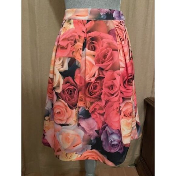 ISAAC MIZRAHI Elegant High Waist Floral Skirt - Size 10 - Picture 2 of 5